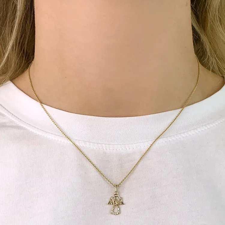 engel zirkon anheng i 9 karat gull - Gold Collection