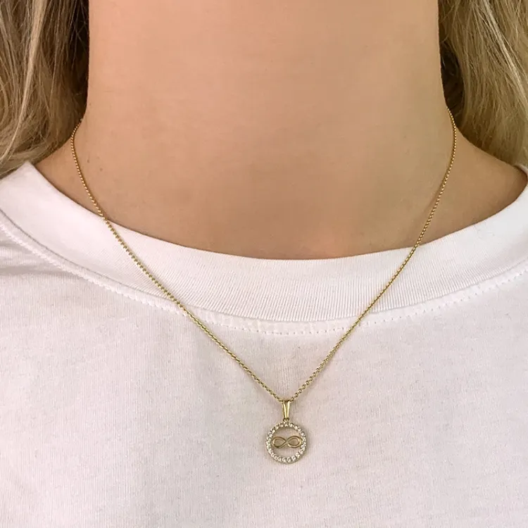 rundt infinity zirkon anheng i 9 karat gull