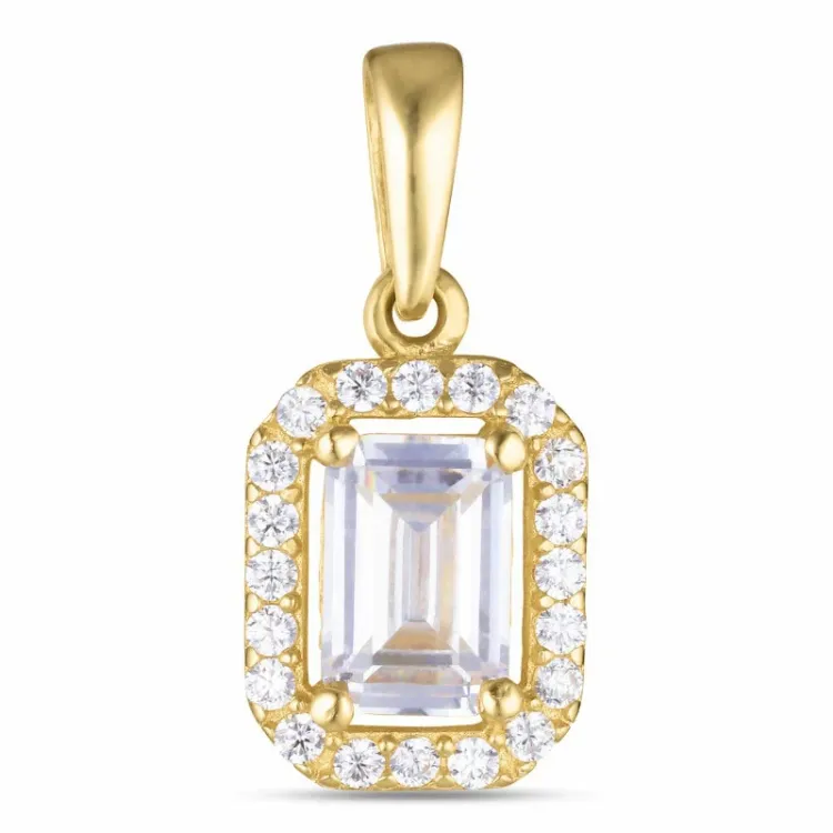 firkantet zirkon anheng i 9 karat gull - Gold Collection