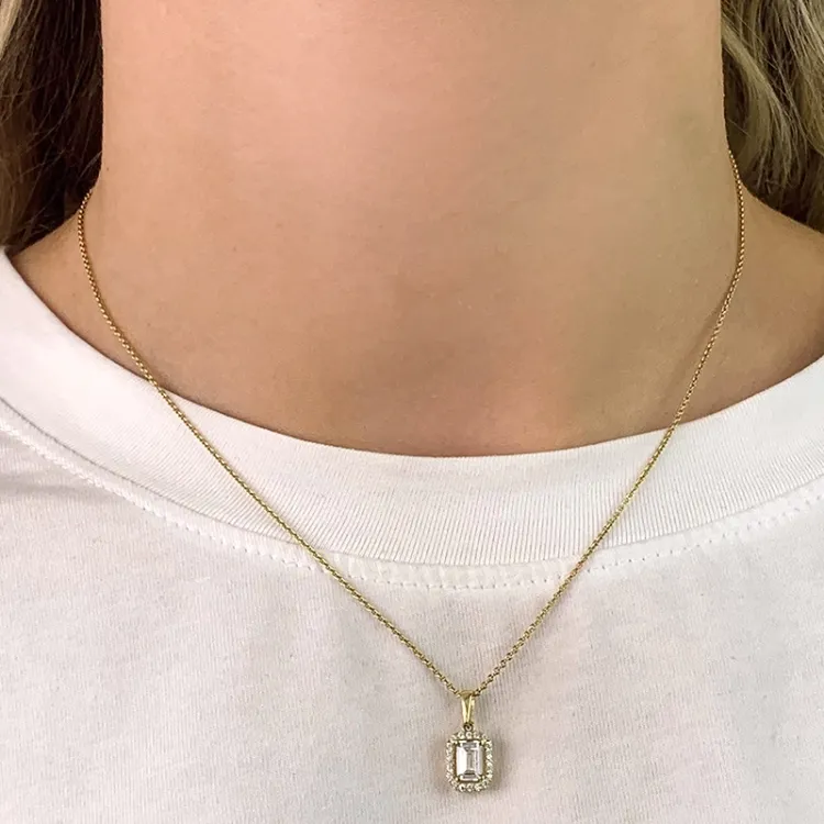 firkantet zirkon anheng i 9 karat gull - Gold Collection