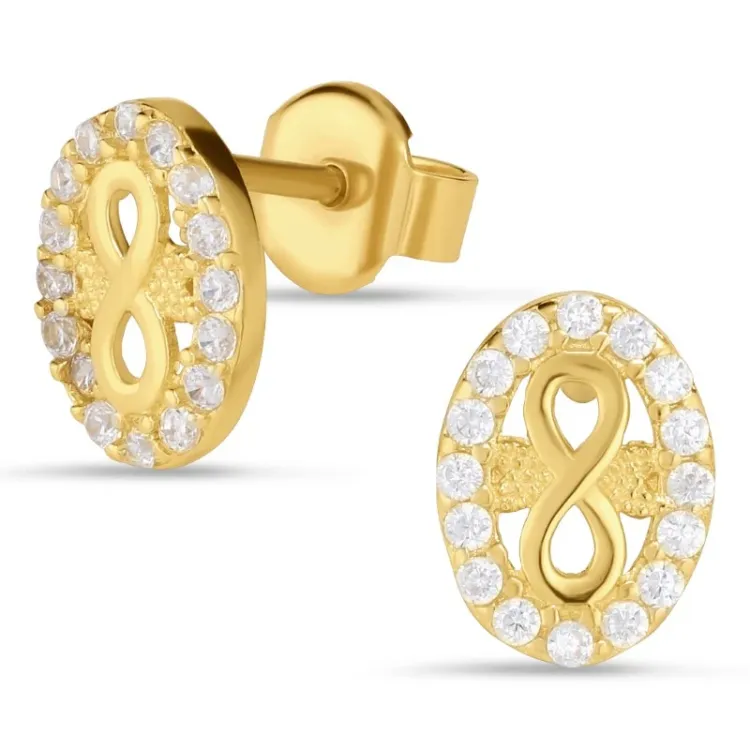 infinity øredobber i 9 karat gull med zirkon - Gold Collection