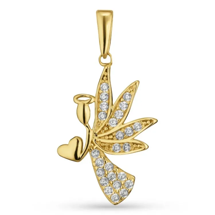 engel zirkon anheng i 9 karat gull - Gold Collection