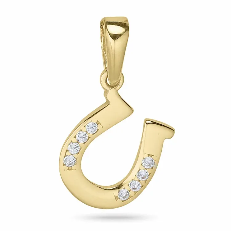 hestesko zirkon anheng i 9 karat gull - Gold Collection