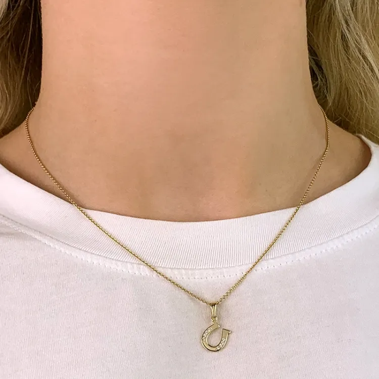 hestesko zirkon anheng i 9 karat gull - Gold Collection