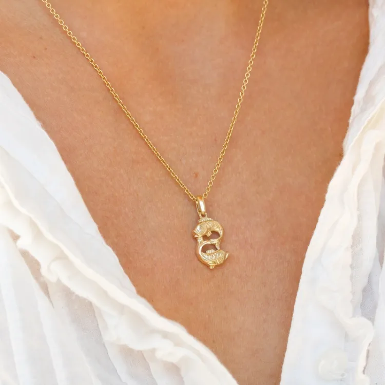 stjernetegn fisken anheng i 8 karat - Gold Collection