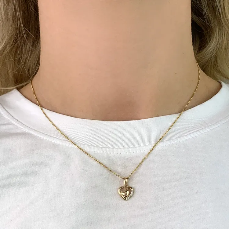 hjerte zirkon anheng i 8 karat - Gold Collection