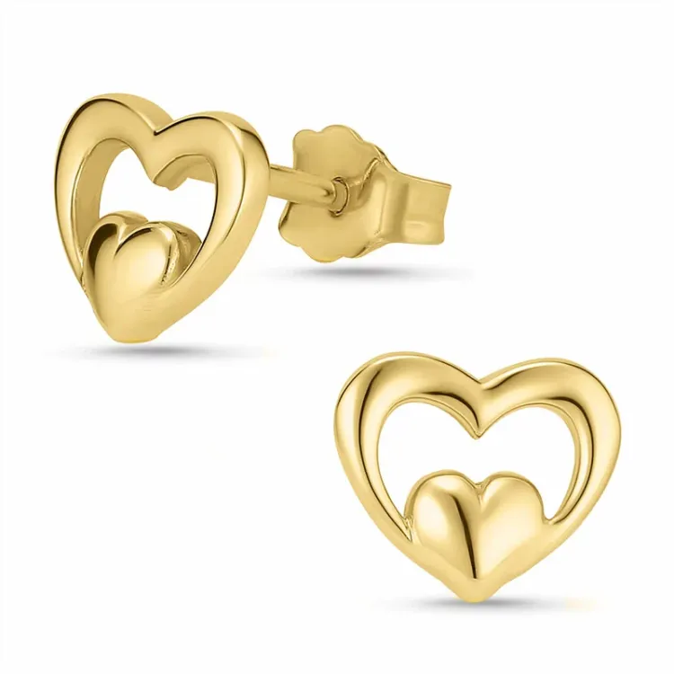 hjerte øredobber i 8 karat - Gold Collection