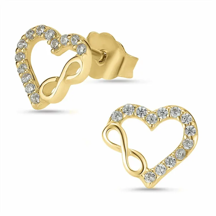 hjerte ørestikker i 8 karat med zirkon - Gold Collection