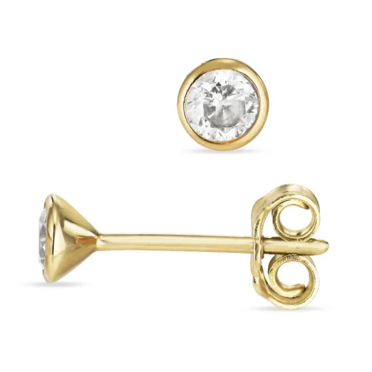 3,5 mm ørestikker i 8 karat med zirkon - Gold Collection