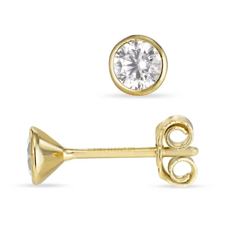 4 mm ørestikker i 8 karat med zirkon - Gold Collection