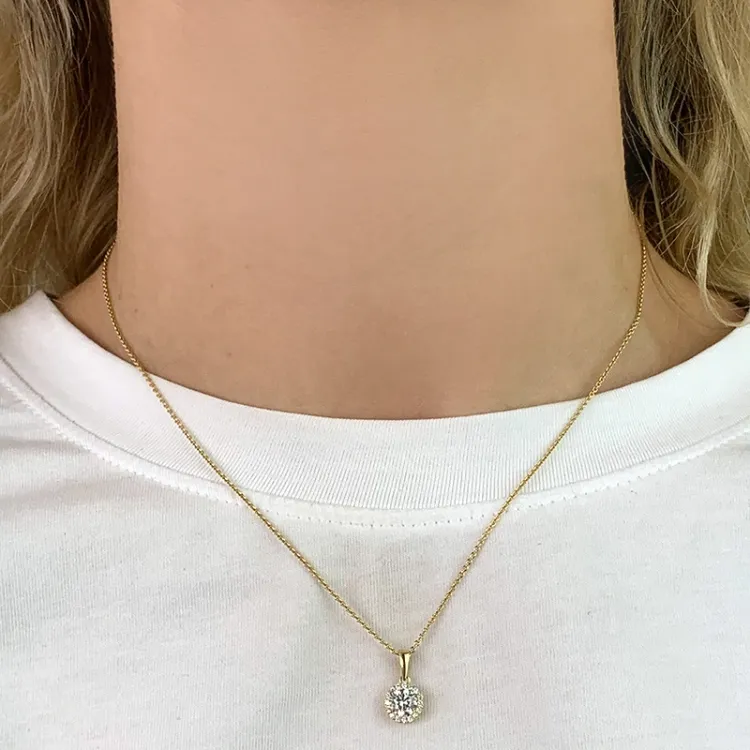 rundt zirkon anheng i 8 karat - Gold Collection