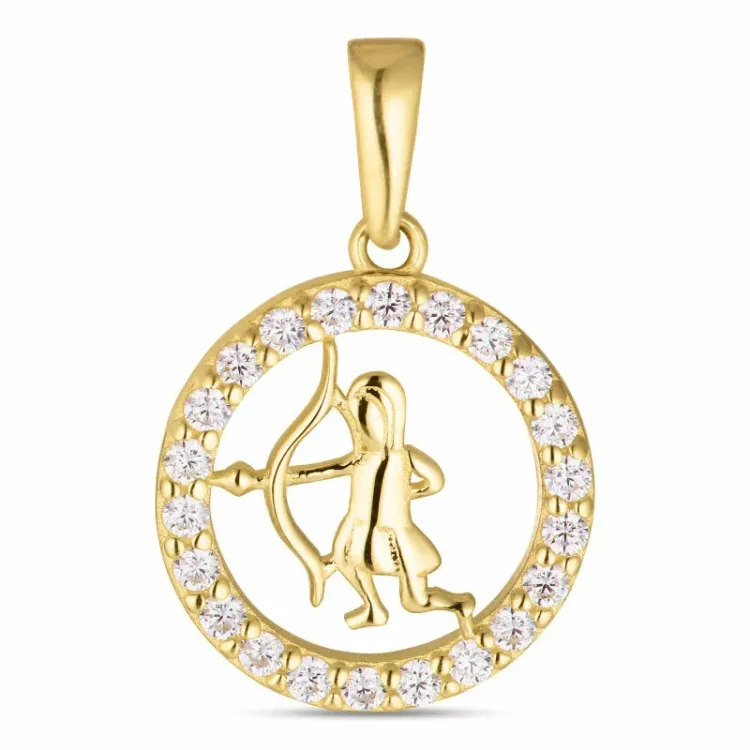 stjernetegn skytten zirkon anheng i 8 karat - Gold Collection