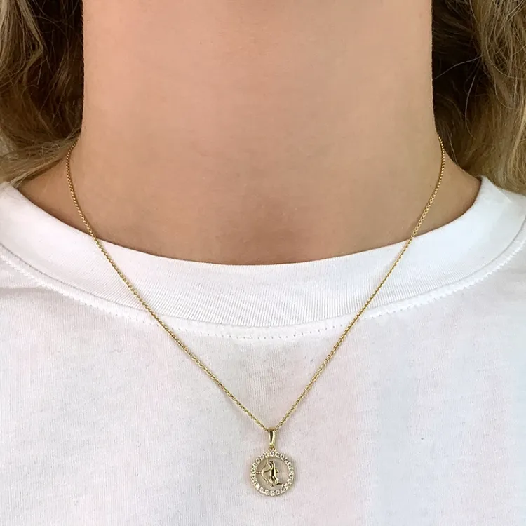 stjernetegn skytten zirkon anheng i 8 karat - Gold Collection