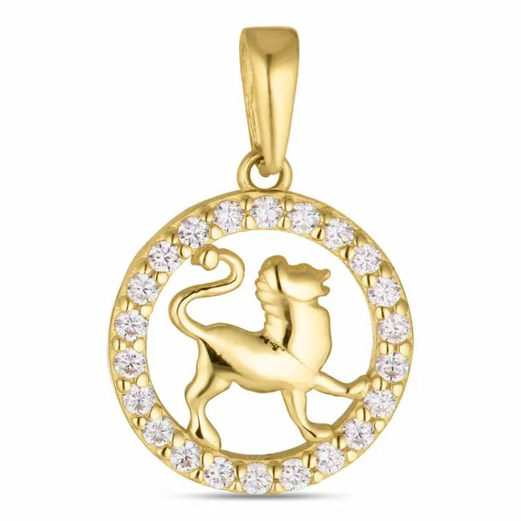 stjernetegn løven zirkon anheng i 8 karat - Gold Collection