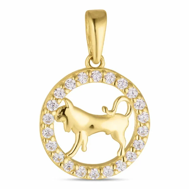 stjernetegn tyren zirkon anheng i 8 karat - Gold Collection