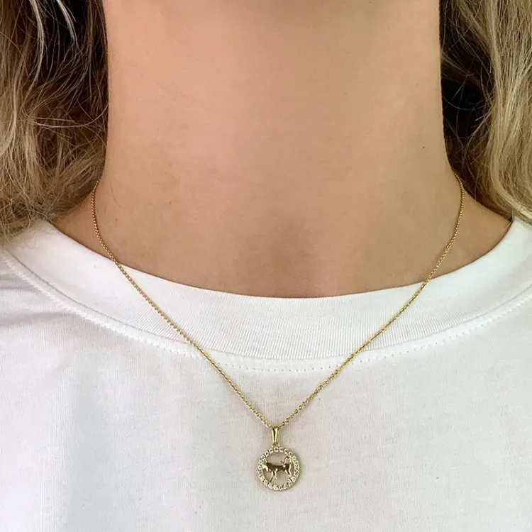 stjernetegn tyren zirkon anheng i 8 karat - Gold Collection