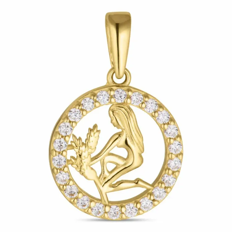 stjernetegn jomfruen zirkon anheng i 8 karat - Gold Collection