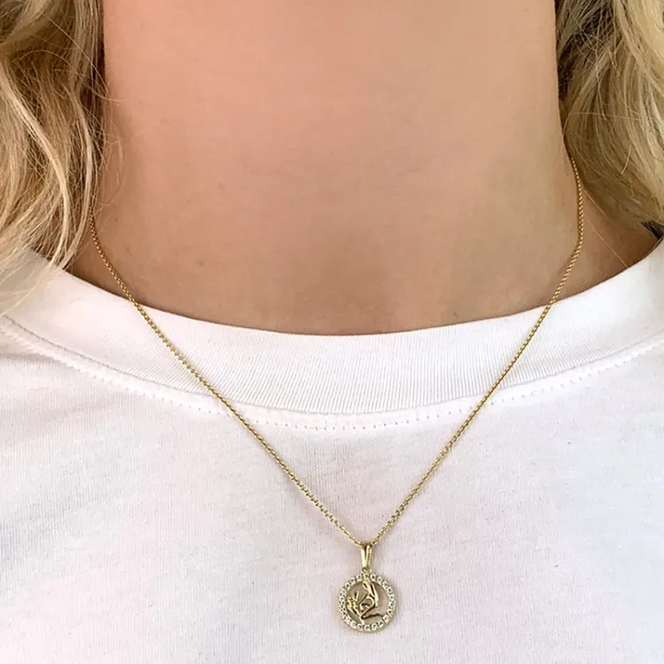 stjernetegn jomfruen zirkon anheng i 8 karat - Gold Collection