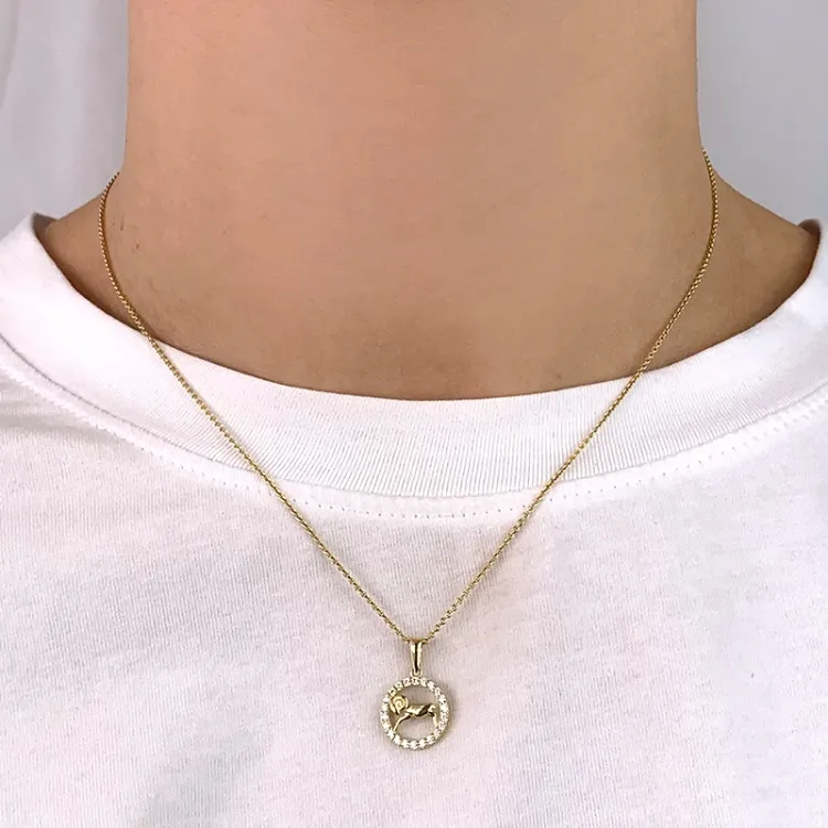 stjernetegn væren zirkon anheng i 8 karat - Gold Collection