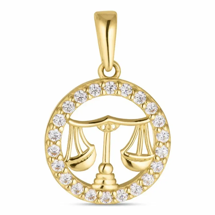 stjernetegn vekten zirkon anheng i 8 karat - Gold Collection