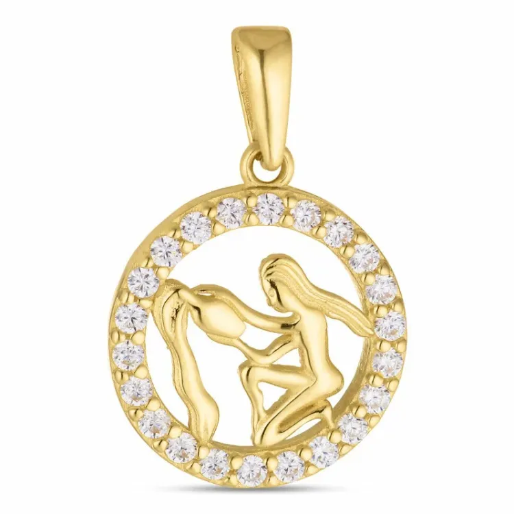 stjernetegn vannmannen zirkon anheng i 8 karat - Gold Collection