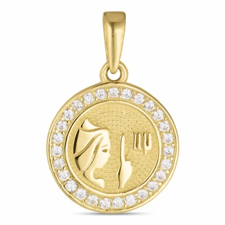 stjernetegn jomfruen zirkon anheng i 8 karat - Gold Collection