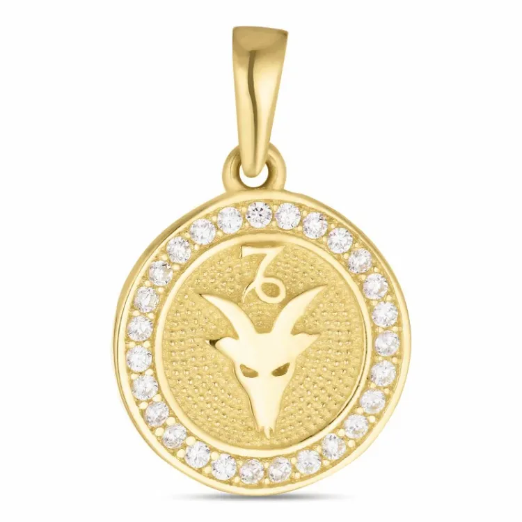 stjernetegn steinbukken zirkon anheng i 8 karat - Gold Collection