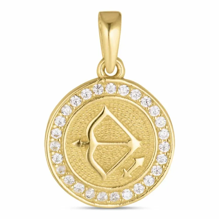 stjernetegn skytten zirkon anheng i 8 karat - Gold Collection