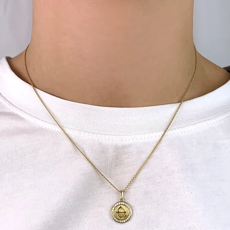 stjernetegn skytten zirkon anheng i 8 karat - Gold Collection