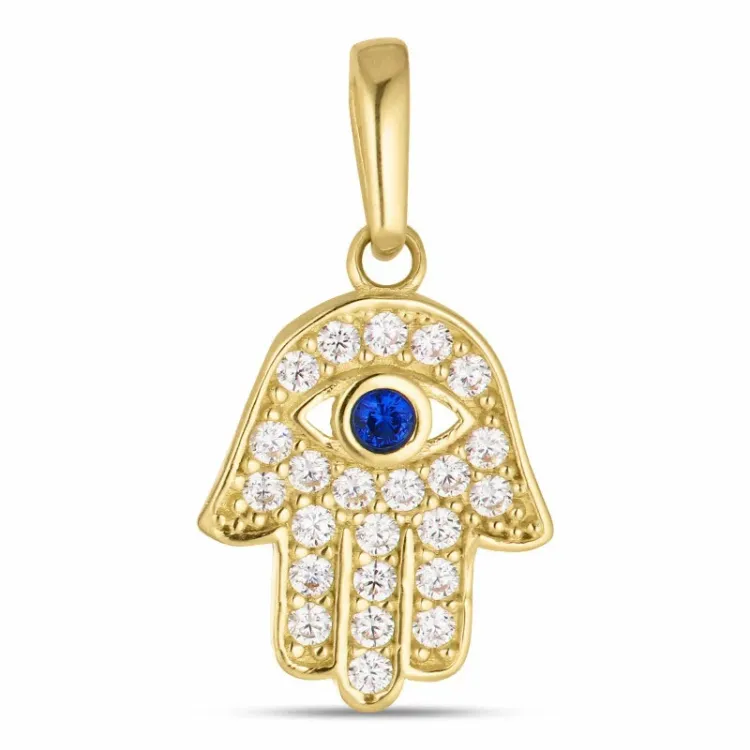 hamsas hånd zirkon anheng i 8 karat - Gold Collection