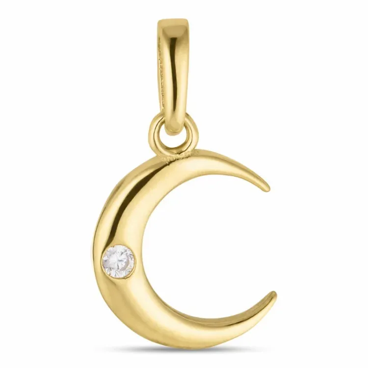 måne zirkon anheng i 8 karat - Gold Collection