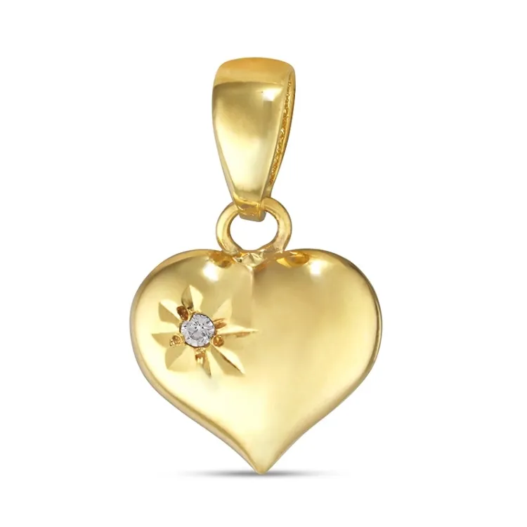 hjerte zirkon anheng i 9 karat gull - Amoré