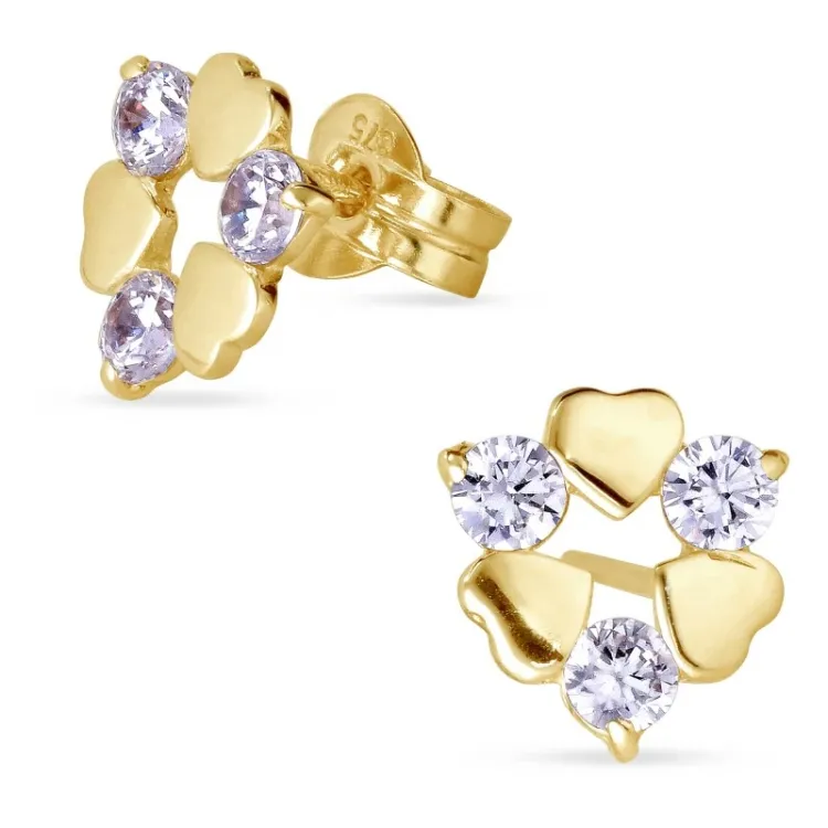 hjerte ørestikker i 9 karat gull med zirkon - Gold Collection
