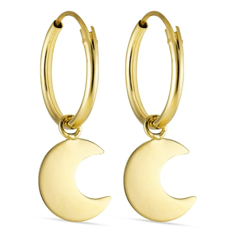 12 mm måne creol i 9 karat gull - Gold Collection
