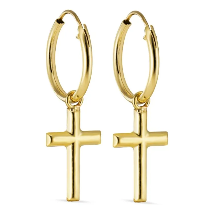 12 mm kors creol i 9 karat gull - Amoré