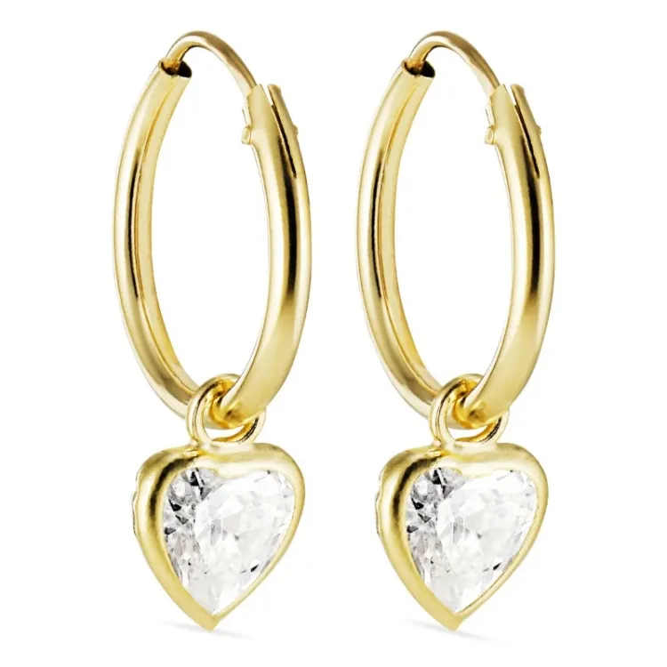 12 mm hjerte creol i 9 karat gull - Gold Collection