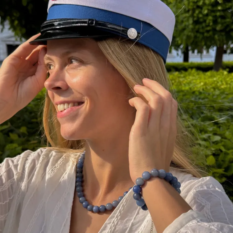 blå aventurin armbånd i forgylt stål - AURA