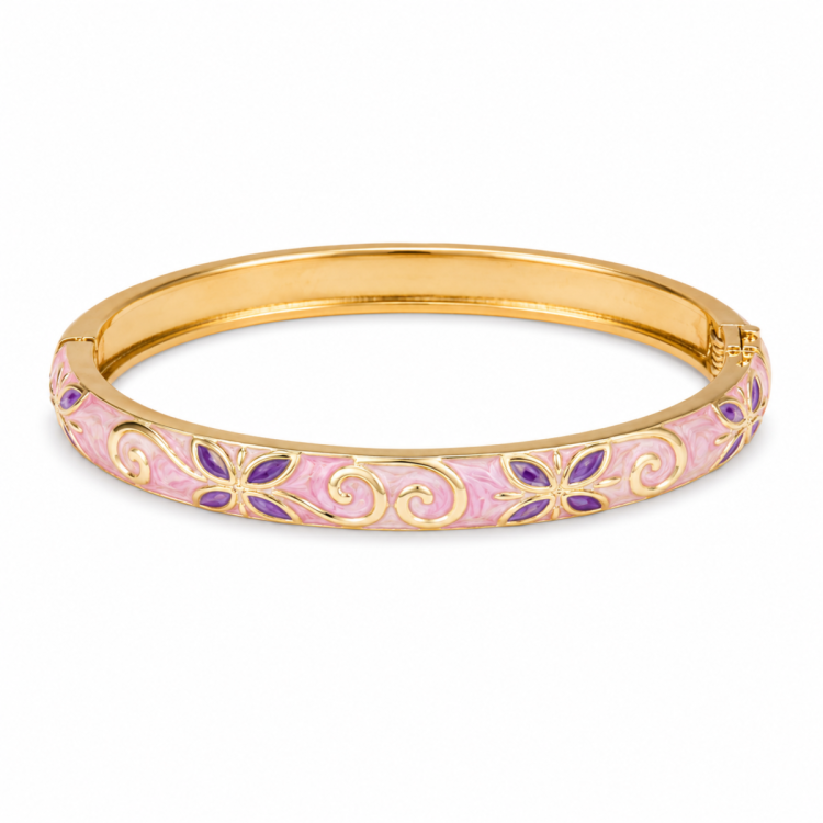 vanntett blomst rosa bangle i forgylt stål - OCEANA