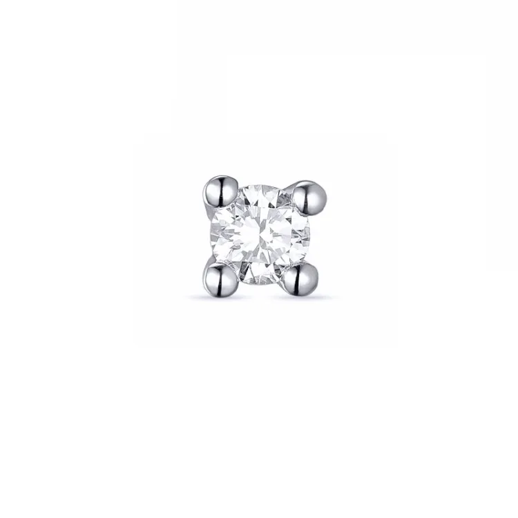 1 x 0,13 ct diamant solitaireørepynt i 14 karat hvitt gull med diamant 