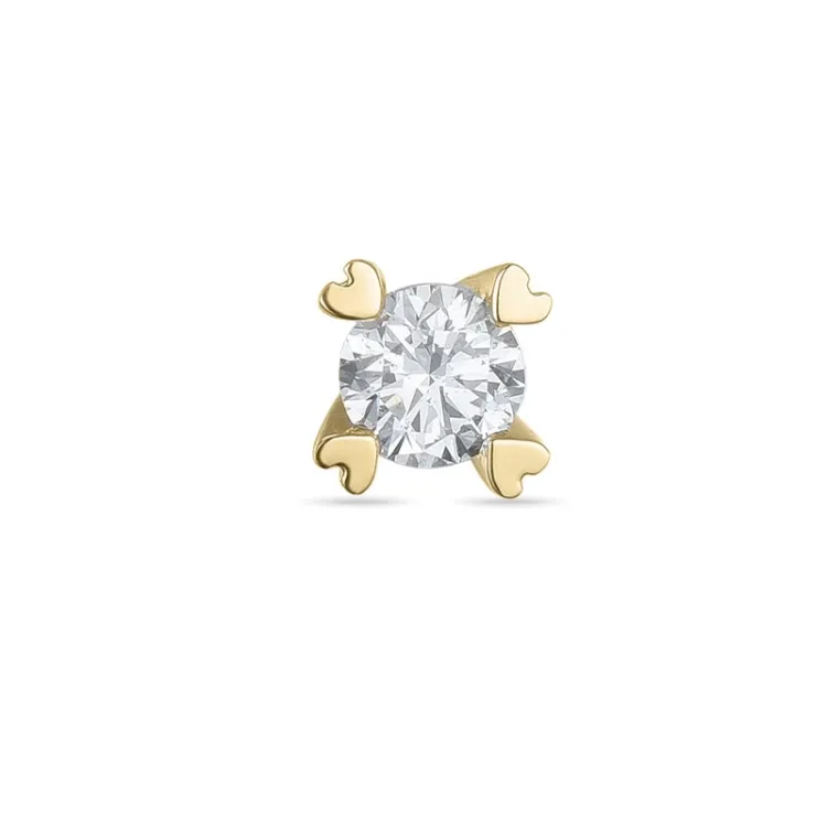 1 x 0,15 ct solitaireørepynt i 14 karat gull med diamant