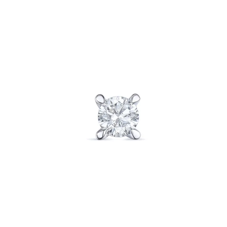 1 x 0,10 ct diamant solitaireørepynt i 14 karat hvitt gull med diamant 