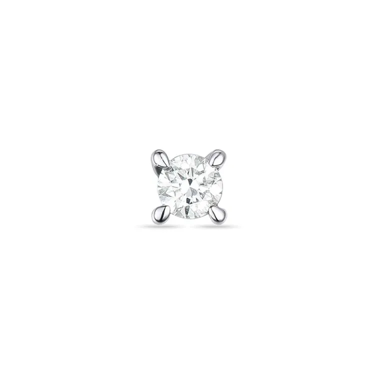 1 x 0,03 ct solitaireørepynt i 14 karat hvitt gull med diamant 