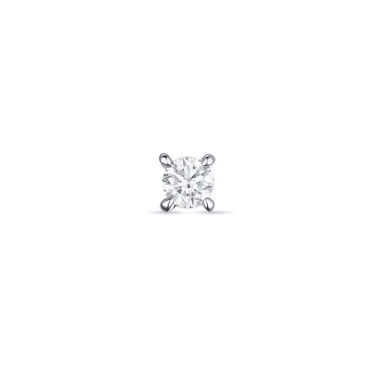 1 x 0,05 ct solitaireørepynt i 14 karat hvitt gull med diamant 