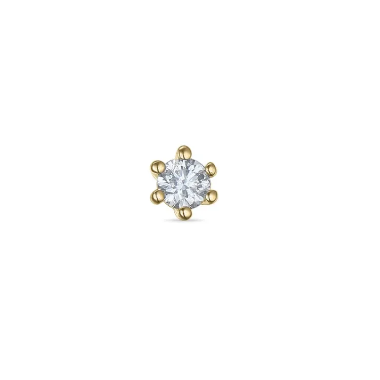 1 x 0,04 ct solitaireørepynt i 14 karat gull med diamant 