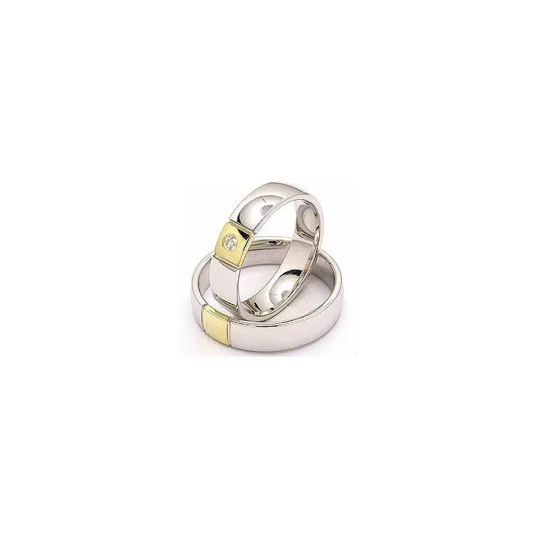 Gifteringer i 14 karat gull og hvitt gull 0,05 ct - par
