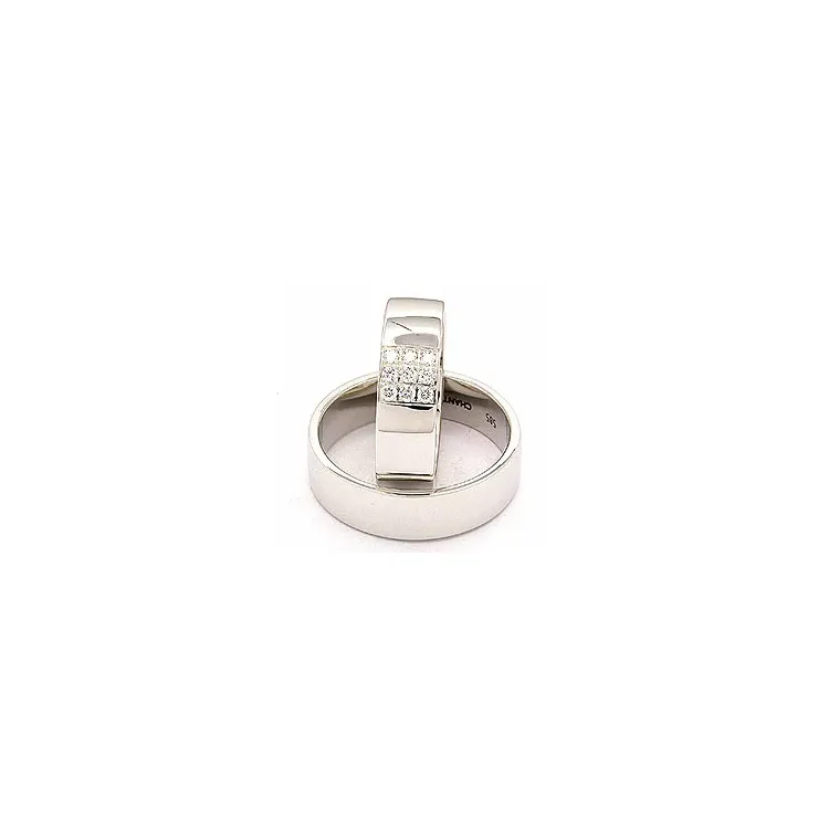 Bredde gifteringer i 14 karat hvitt gull 0,149 ct - par