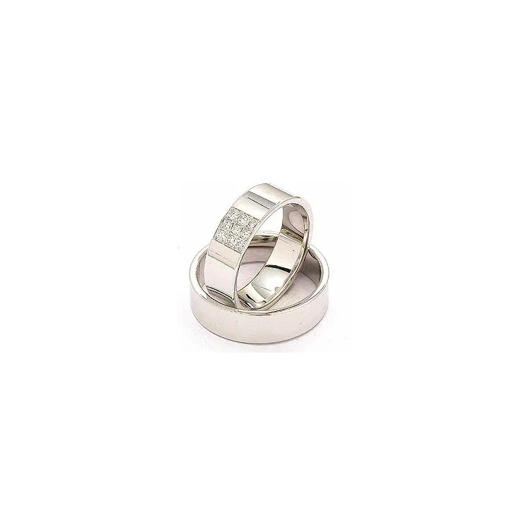 gifteringer i 14 karat hvitt gull 9 x 0,149 ct - par