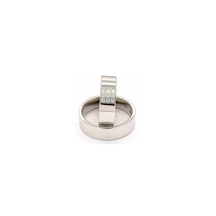 gifteringer i 14 karat hvitt gull 9 x 0,149 ct - par