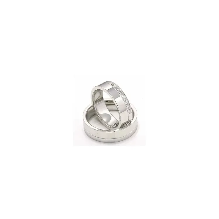 gifteringer i 14 karat hvitt gull 9 x 0,015 ct - par