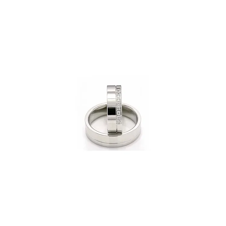 gifteringer i 14 karat hvitt gull 9 x 0,015 ct - par